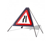 Road Narrows Nearside Roll Up Sign 
